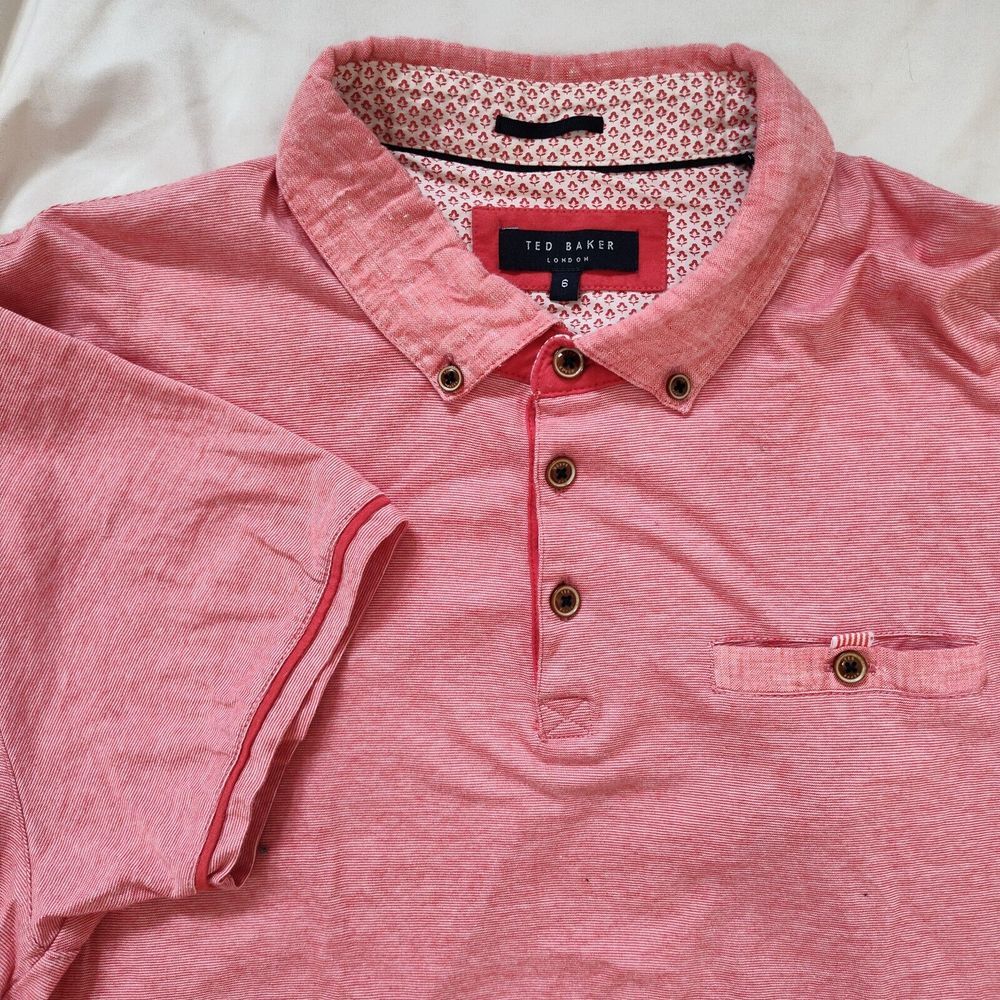 Ted Baker London Red Polo Single Pocket Size 6 (L)‎